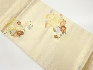 花車に松・籠目・芝模様織出し名古屋帯